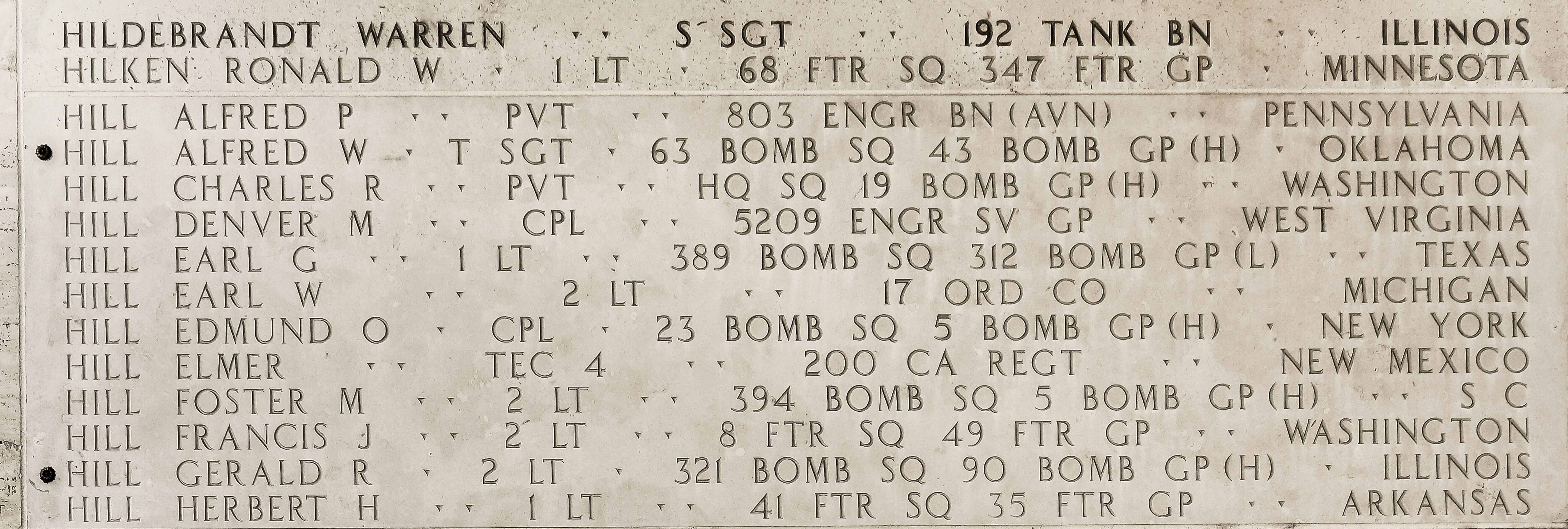 Herbert H. Hill, First Lieutenant